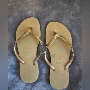 Havianas Gold Studded Flipflops